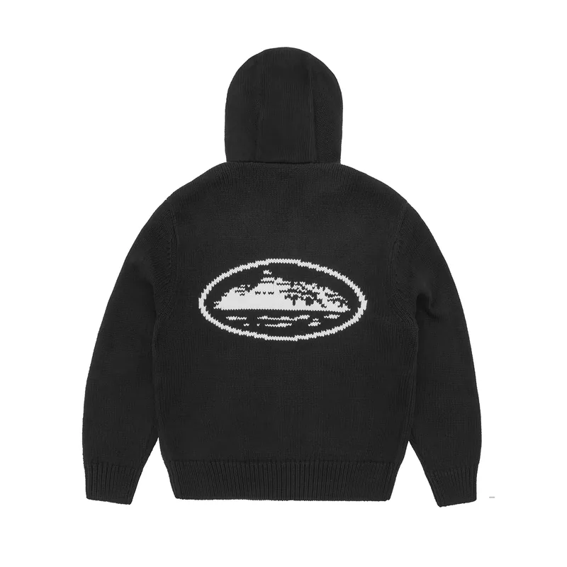 ALCATRAZ HEAVY KNIT ZIP HOODIE [BLACK], front view (1 of 3)