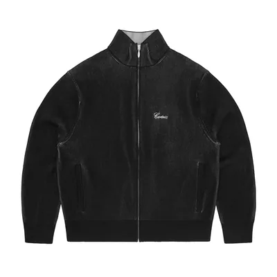 2 TONE RIBBED KNIT ZIP UP [BLACK]