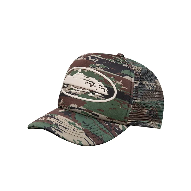 ISLAND PUFF PRINT TRUCKER HAT [DIGI CAMO], front view (1 of 2)