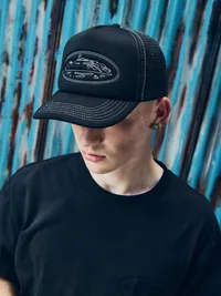 ISLAND OUTLINE TRUCKER HAT [BLACK], side view (3 of 3)