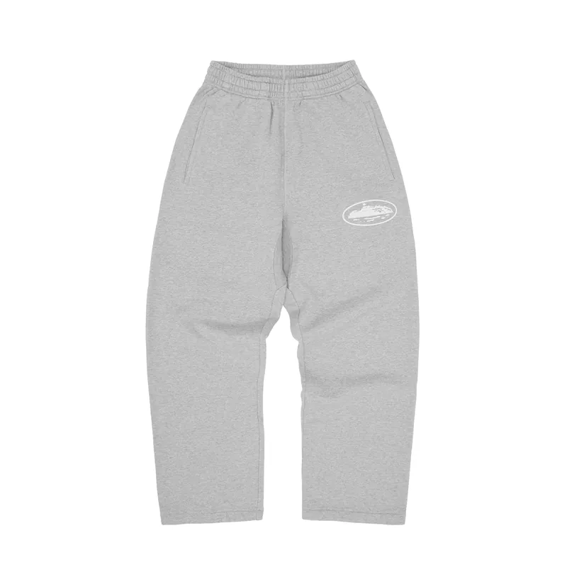 ISLAND PUFF PRINT OPEN HEM SWEATPANT [HEATHER GREY], front view (1 of 3)
