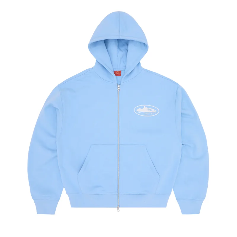 ISLAND PUFF PRINT ZIP HOODIE [BABY BLUE] — front view (1 of 3)