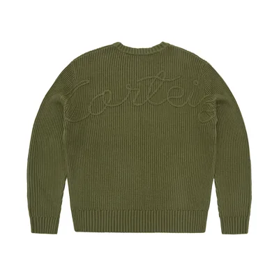 CROCHET APPLIQUE KNIT CREW [KHAKI]