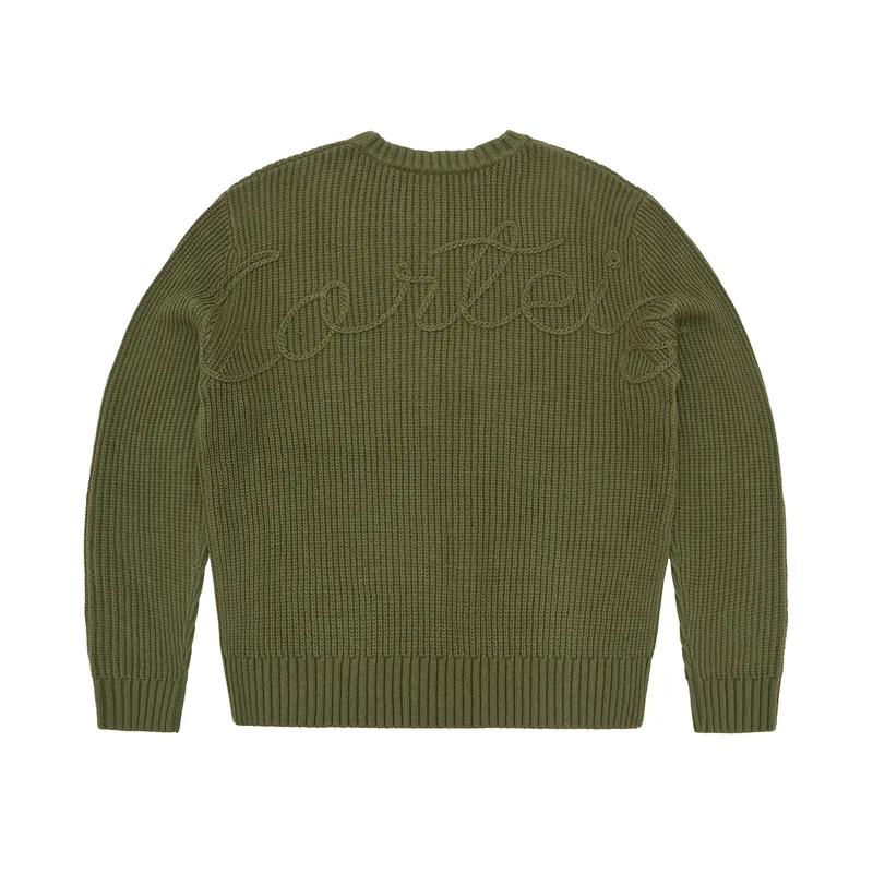 CROCHET APPLIQUE KNIT CREW [KHAKI], front view (1 of 4)