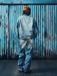 STITCH DOWN BAGGY JEANS [FADED INDIGO], view 7 (7 of 7)