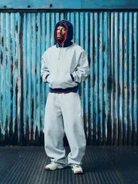 HMP DOUBLE UP HOODIE [HEATHER GREY], detail (4 of 4)