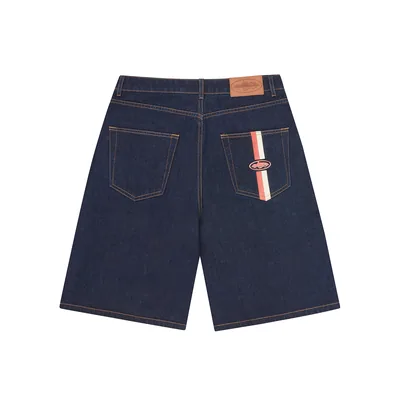 DUAL STRIPE DENIM SHORT [WASHED INDIGO]
