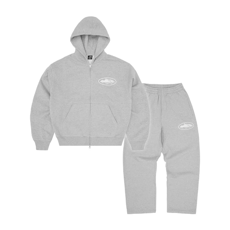 ISLAND PUFF PRINT TRACKSUIT [HEATHER GREY], front view (1 of 3)