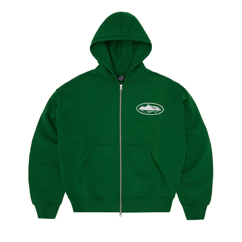 ISLAND PUFF PRINT ZIP HOODIE [GREEN], front view (1 of 3)