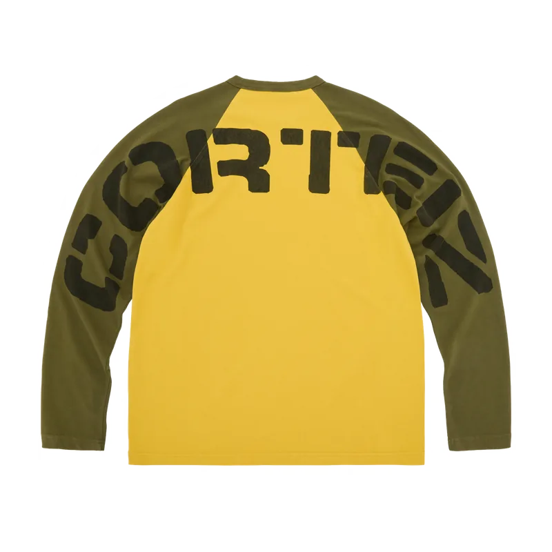 STENCIL RAGLAN LS [GOLD/OLIVE], front view (1 of 5)
