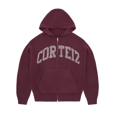 3M COLLEGE KNIT ZIP HOODIE [WINE]