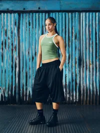 WOMENS CLASSIC TANK TOP [OLIVE/WHITE], side view (3 of 3)