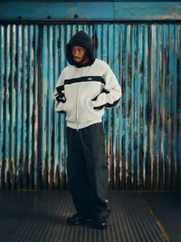 RIBBED SPORTEIZ ZIP HOODIE [HEATHER GREY], side view (3 of 4)