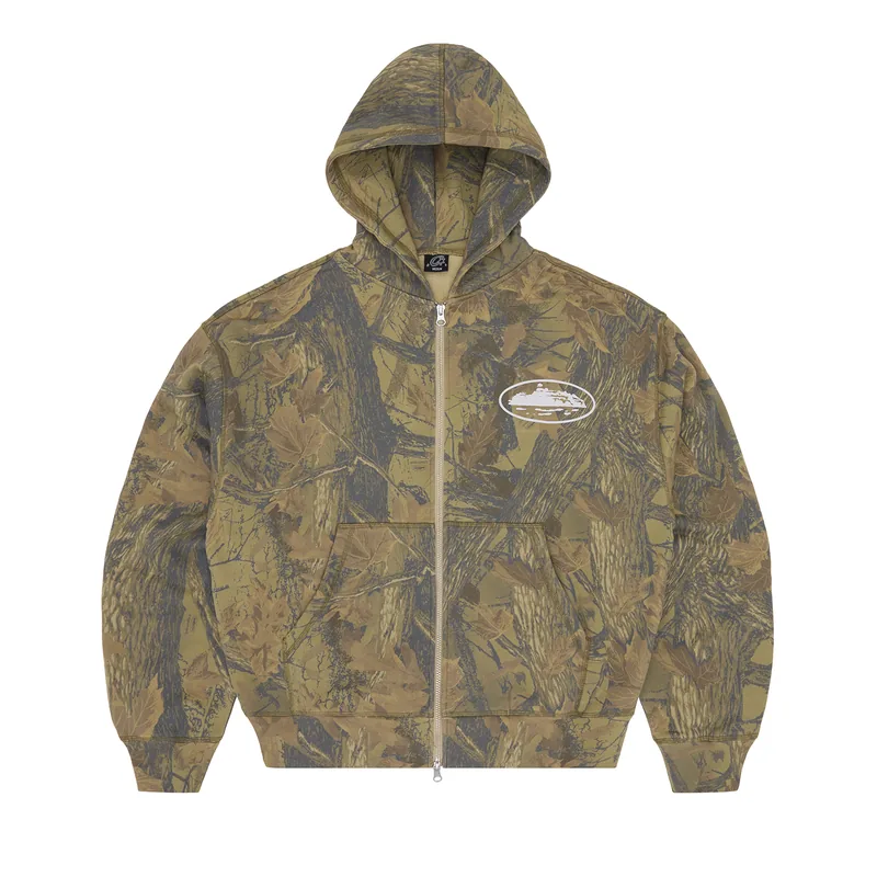 ISLAND PUFF PRINT ZIP HOODIE [FOREST CAMO], front view (1 of 3)