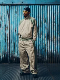 MESH PANEL TRICOT TRACK JACKET [TAN / OLIVE], detail (4 of 5)