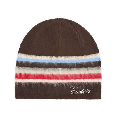 MULTI STRIPE KNIT BEANIE [BROWN]