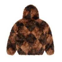 DIAMOND HOODED FUR JACKET [BROWN], back view (2 of 5)