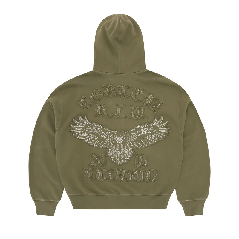 DIPLOMATIC ZIP HOODIE [OLIVE], front view (1 of 4)