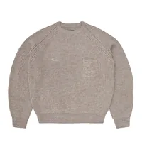 SCRIPT POCKET KNIT SWEATER [OATMEAL], front view (1 of 4)