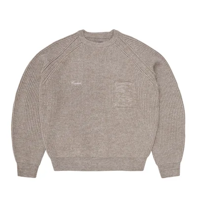 SCRIPT POCKET KNIT SWEATER [OATMEAL]