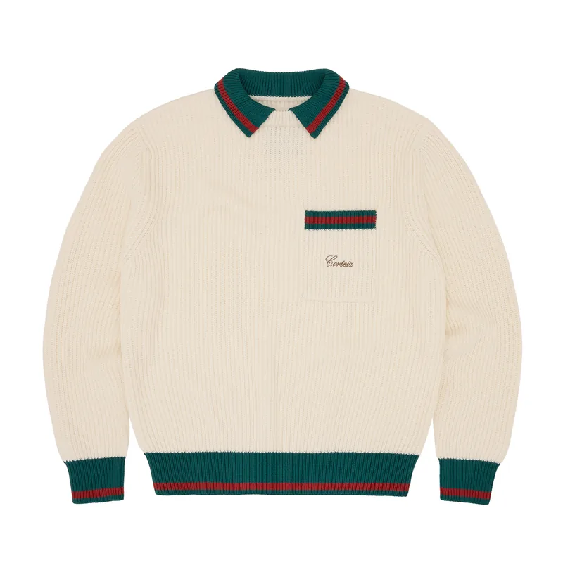 GIANNI KNIT POLO SWEATER [CREAM], front view (1 of 3)