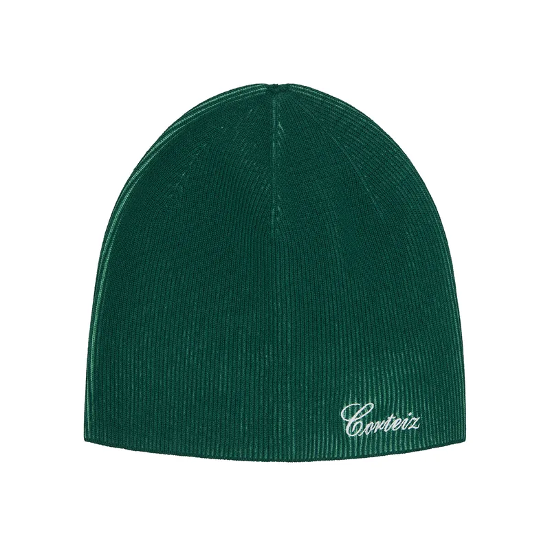 2 TONE RIBBED KNIT BEANIE [GREEN], front view (1 of 3)