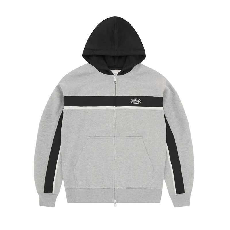 RIBBED SPORTEIZ ZIP HOODIE [HEATHER GREY], front view (1 of 4)