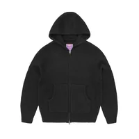 ALCATRAZ HEAVY KNIT ZIP HOODIE [BLACK], back view (2 of 3)