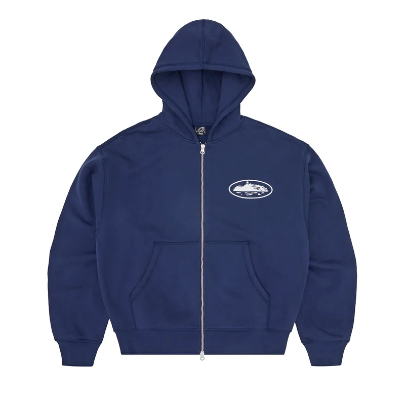 ISLAND PUFF PRINT ZIP HOODIE [NAVY], front view (1 of 4)