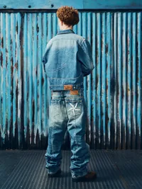 STITCH DOWN BAGGY JEANS [FADED INDIGO], close-up (5 of 7)