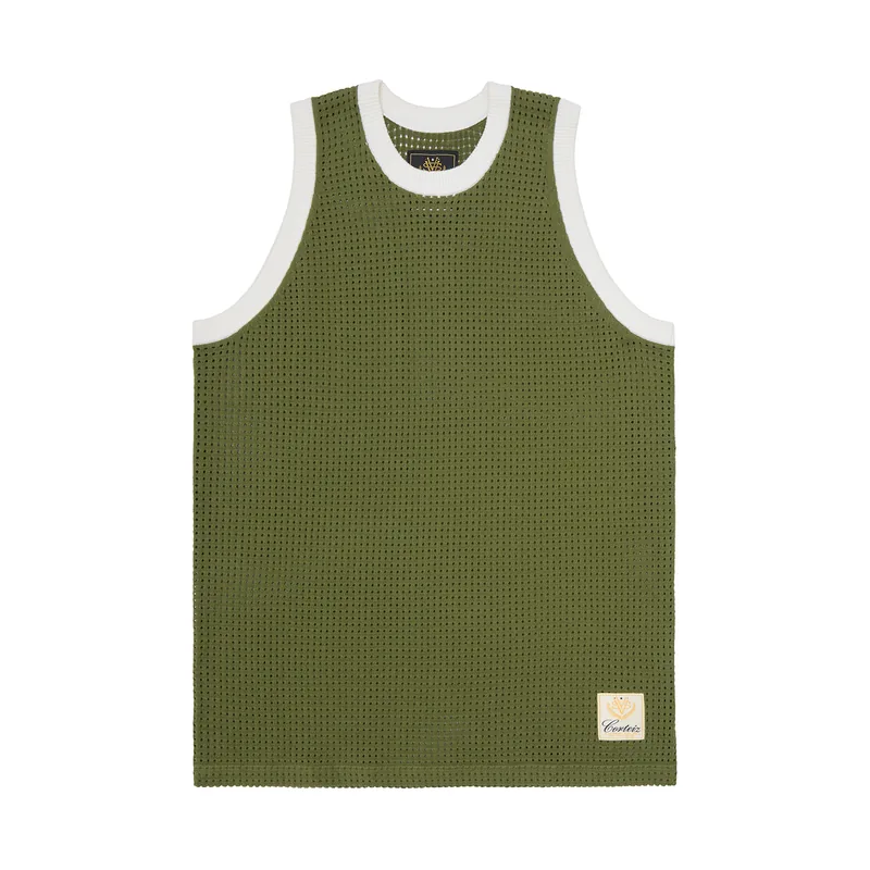 VICE MESH KNIT VEST [OLIVE], front view (1 of 4)
