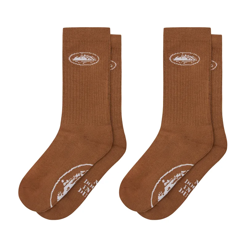 BROWN ALCATRAZ SOCKS [2 PACK], front view (1 of 2)