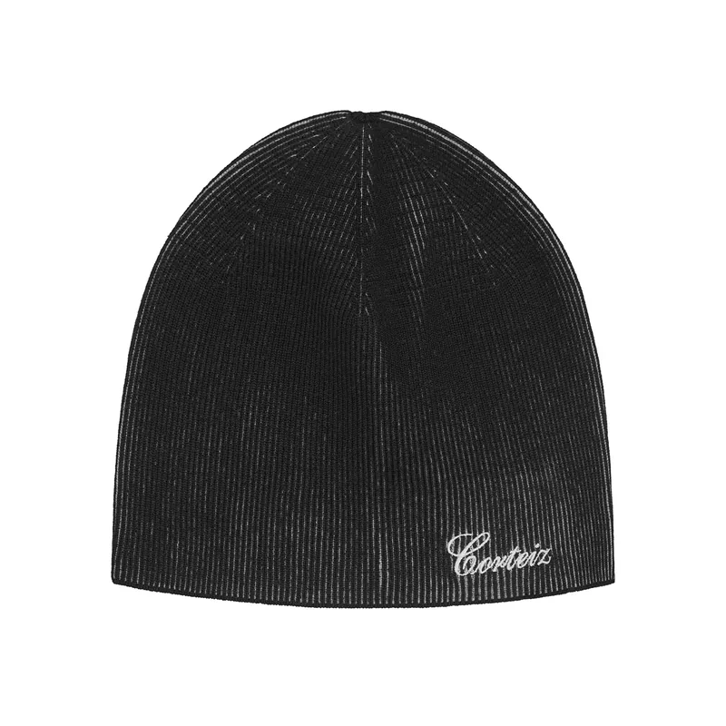 2 TONE RIBBED KNIT BEANIE [BLACK], front view (1 of 2)