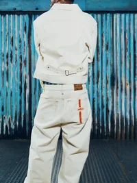 DUAL STRIPE BAGGY JEANS [OFF WHITE], detail (4 of 5)