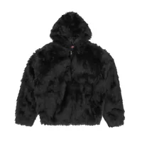 HOODED FUR JACKET [BLACK], front view (1 of 2)