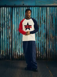 RTW STAR RAGLAN LS [NAVY/RED], side view (3 of 3)