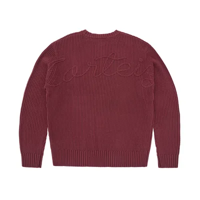 CROCHET APPLIQUE KNIT CREW [BURGUNDY]