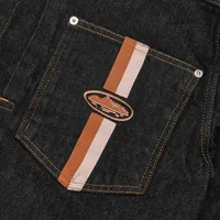 DUAL STRIPE DENIM JACKET [WASHED BLACK], side view (3 of 5)