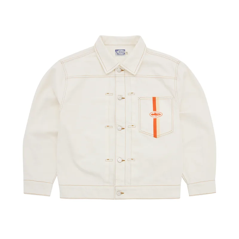 DUAL STRIPE DENIM JACKET [OFF WHITE], front view (1 of 4)