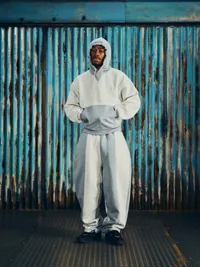 HMP CONTRAST OPEN HEM SWEATPANT [HEATHER GREY], side view (3 of 4)