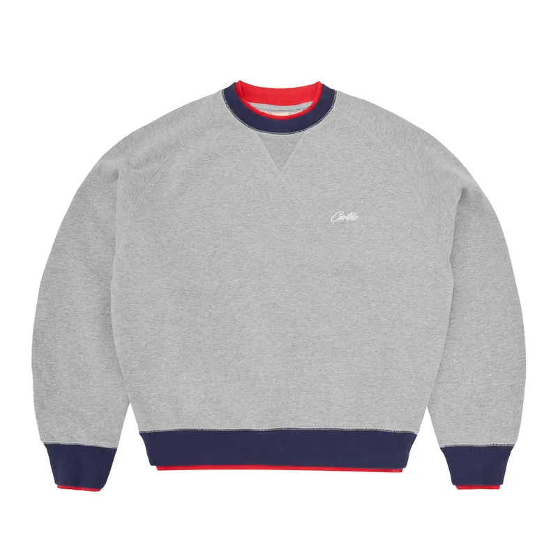 HMP DOUBLE UP CREWNECK [HEATHER GREY], front view (1 of 4)