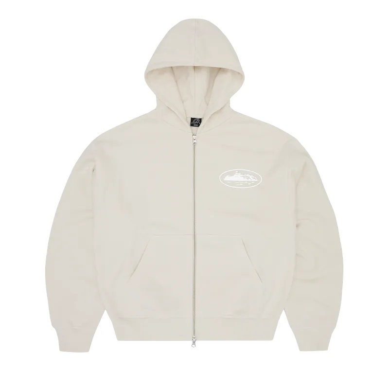 ISLAND PUFF PRINT ZIP HOODIE [OFF WHITE] — front view (1 of 2)
