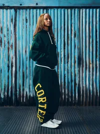 LUNDUN STITCH OPEN HEM SWEATPANT [FOREST / YELLOW], detail (4 of 6)