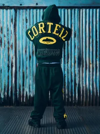 LUNDUN STITCH ZIP HOODIE [FOREST / YELLOW], view 7 (7 of 7)