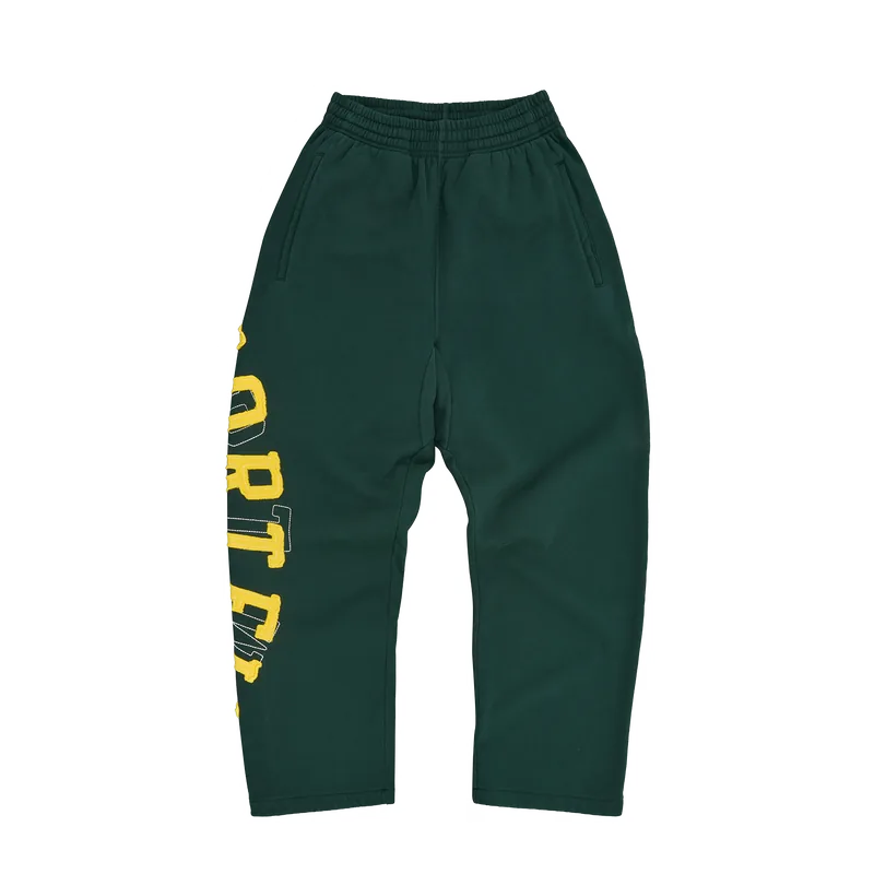 LUNDUN STITCH OPEN HEM SWEATPANT [FOREST / YELLOW], front view (1 of 6)