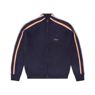 MULTI STRIPE KNIT ZIP UP [NAVY]