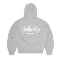 ISLAND PUFF PRINT ZIP HOODIE [HEATHER GREY], back view (2 of 2)