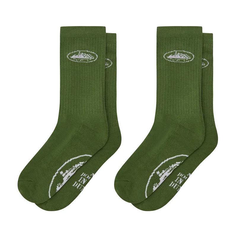 GREEN ALCATRAZ SOCKS [2 PACK], front view (1 of 2)