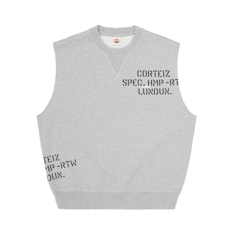 HMP STENCIL VEST [HEATHER GREY], front view (1 of 4)