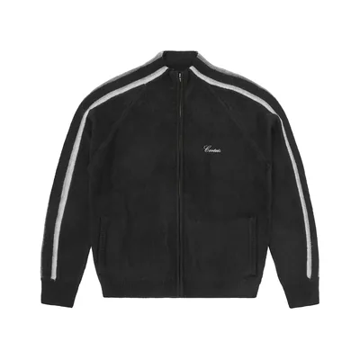 MULTI STRIPE KNIT ZIP UP [BLACK]